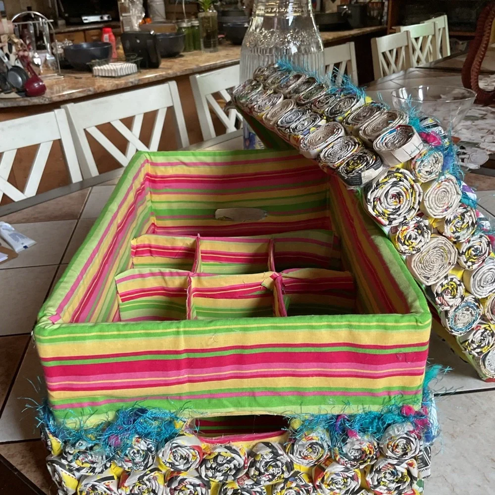 Colorful Striped Holiday Wreath Storage Box